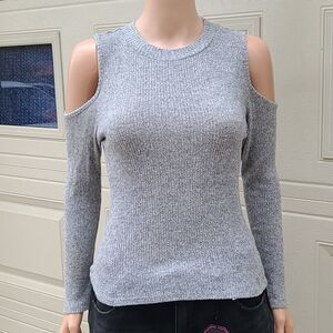 Active USA ultra soft ribbed cut out shoulders sweater